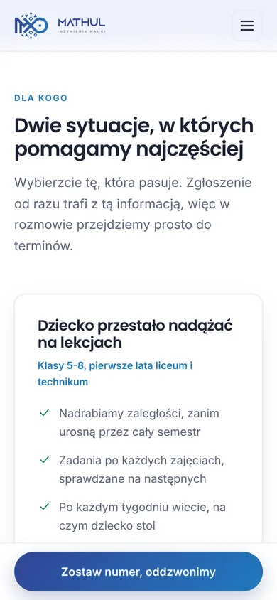 Sekcja dwóch grup odbiorców na telefonie